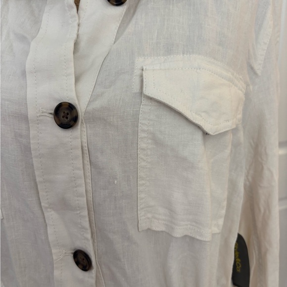 Style & Co Linen Blend Utility Jacket Women's Large White Button Front NWT - Picture 4 of 11